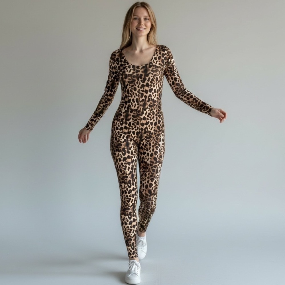 Leopard Full Bodysuit with Scoop neck size Medium